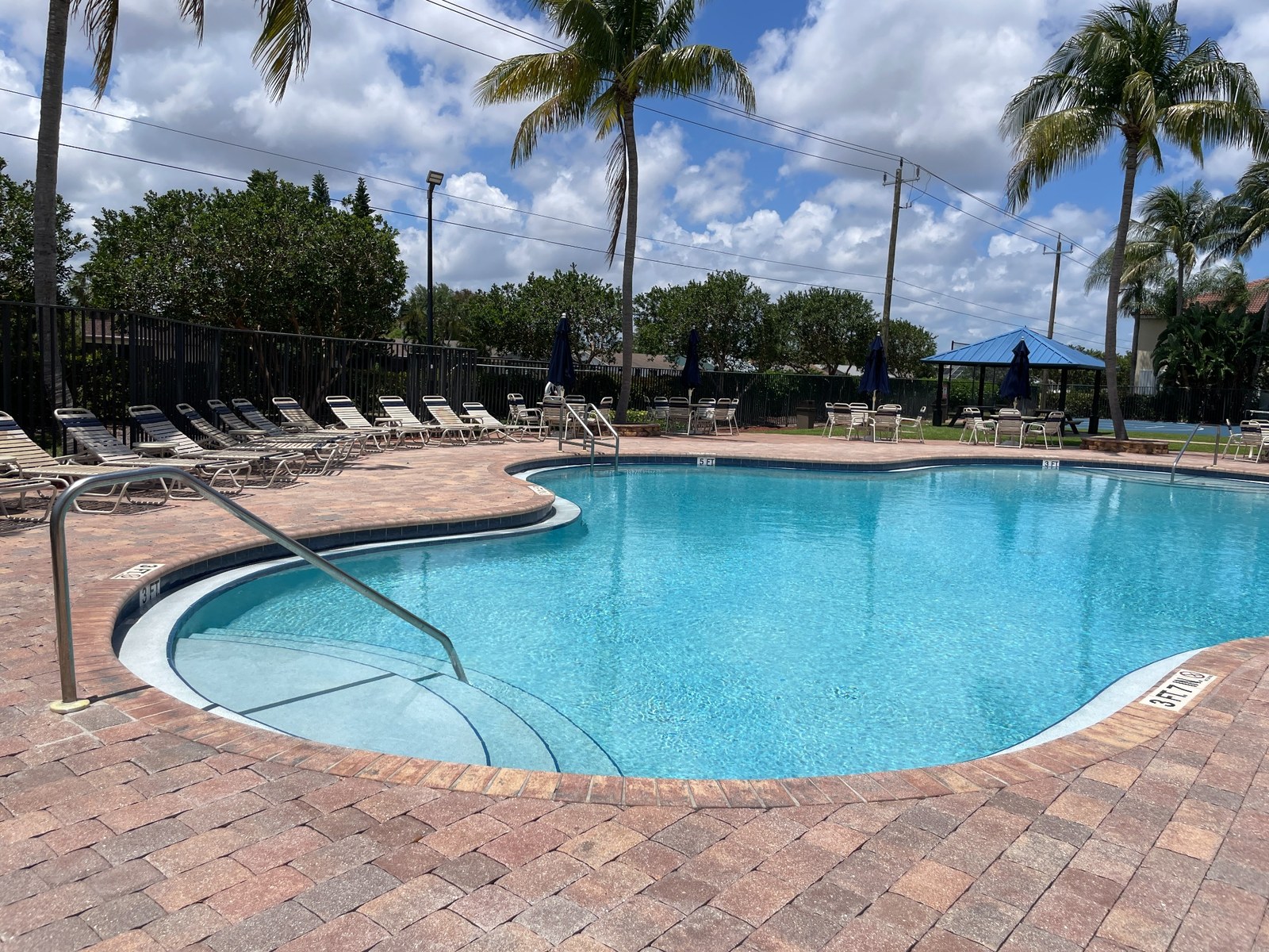 Resort-style completed pool outdoor living area
